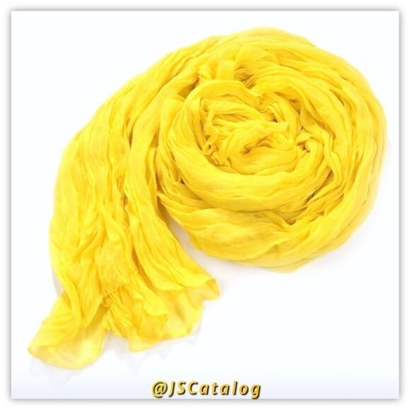 LIGHT YELLOW CHIFFON WOMEN SCARF - Picture 1 of 3